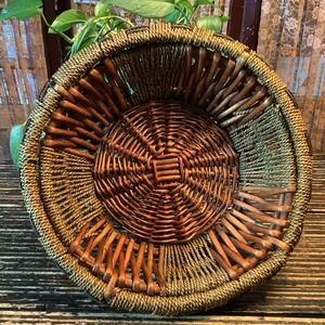 Large Rustic Wicker Basket - Boho Rattan Basket - Bamboo Bohemian Basket